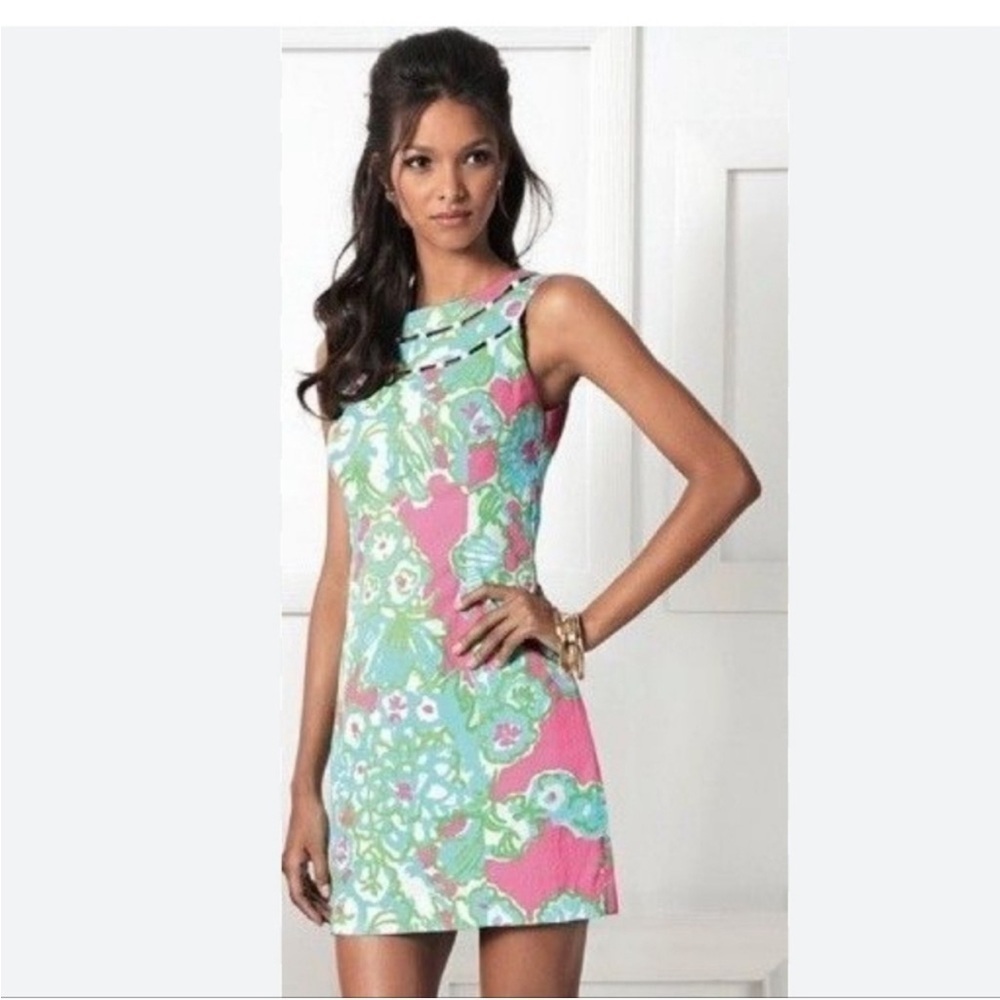 New ▶️ Lilly Pulitzer ◀️ Lindy PB Pink A Delicacy Beaded Neck Shift Size 12 - Picture 3 of 12
